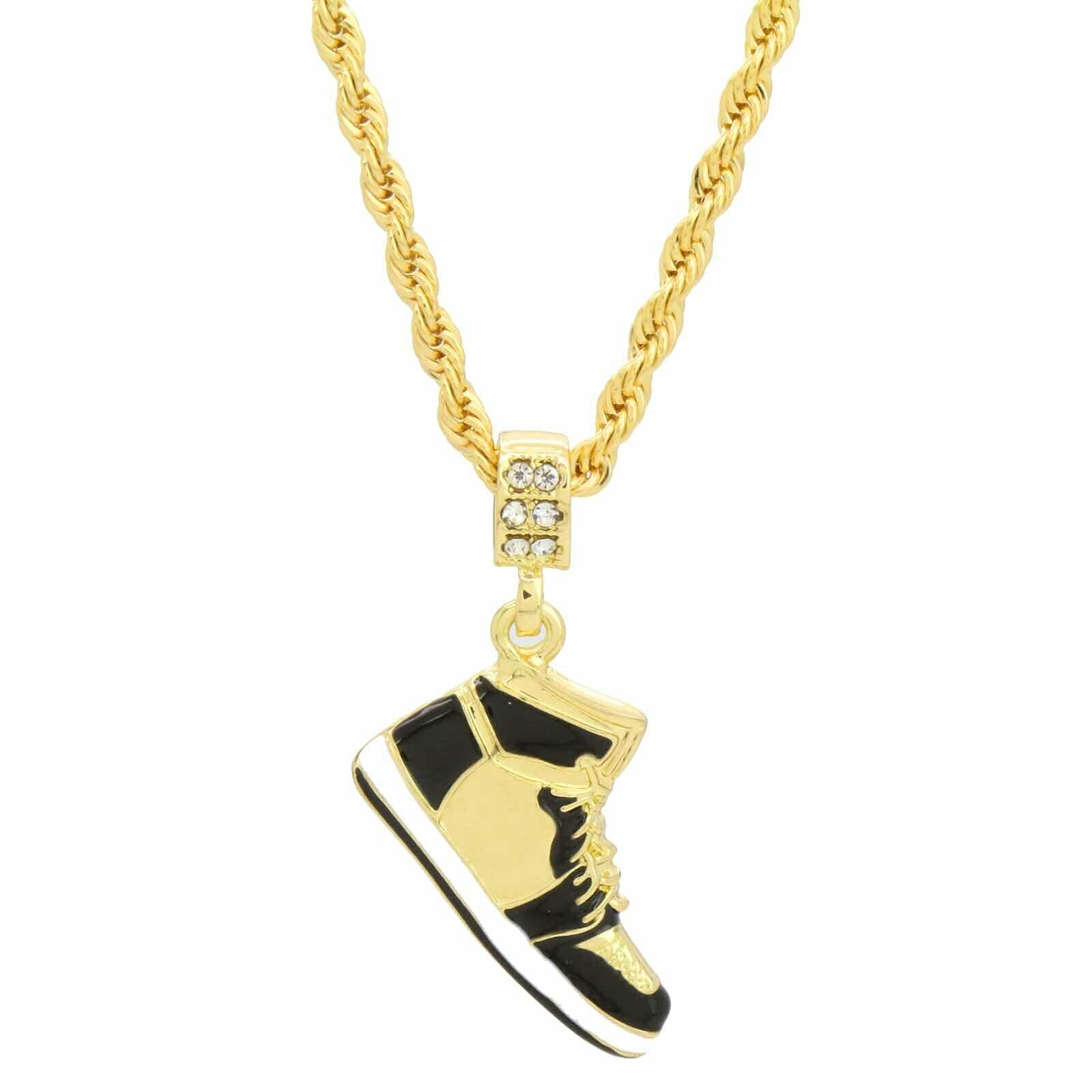 Black Shoe Pendant 20" Inch 4mm Rope Choker Chain