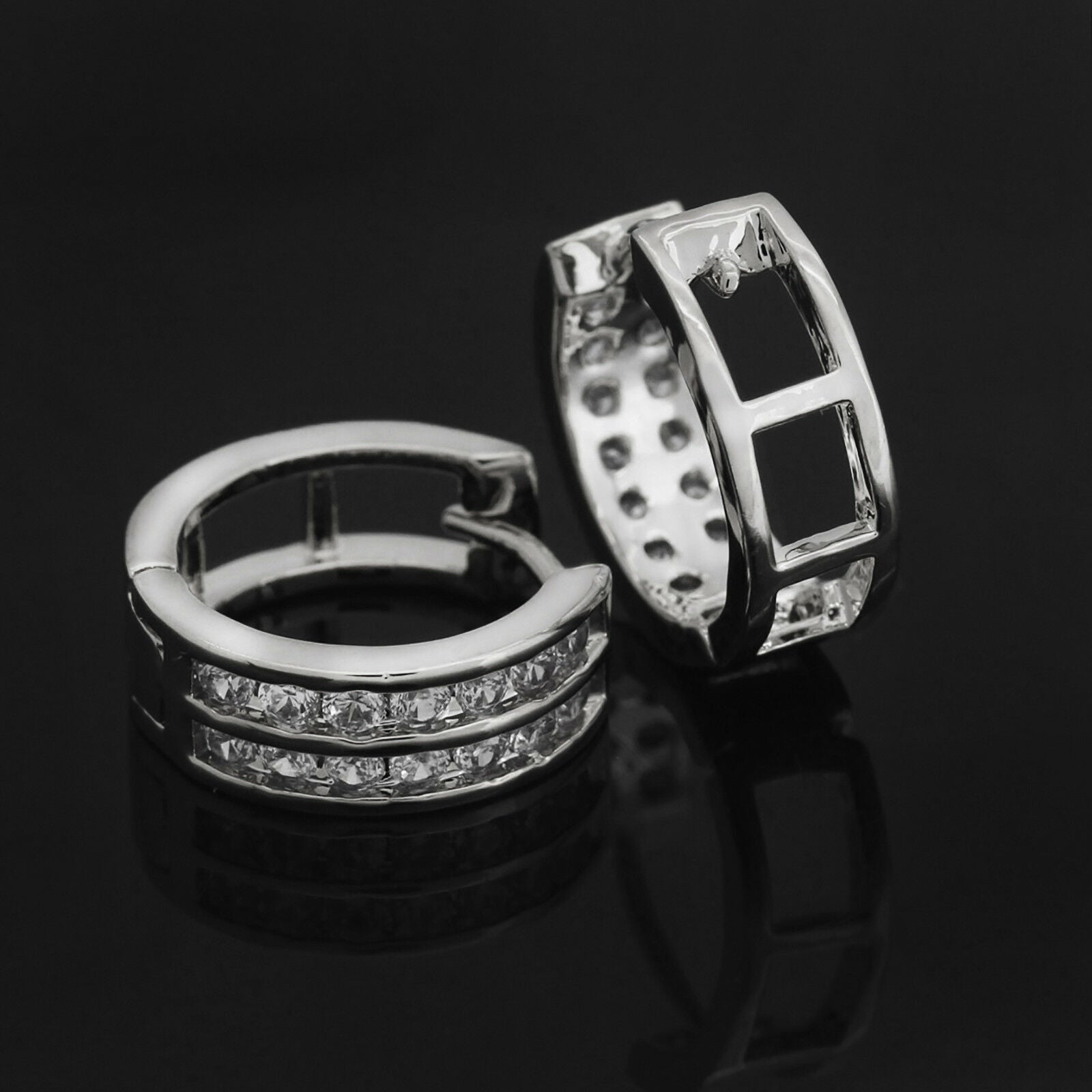 Huggie Hoop 2 Row SILVER FILLED EARRINGS