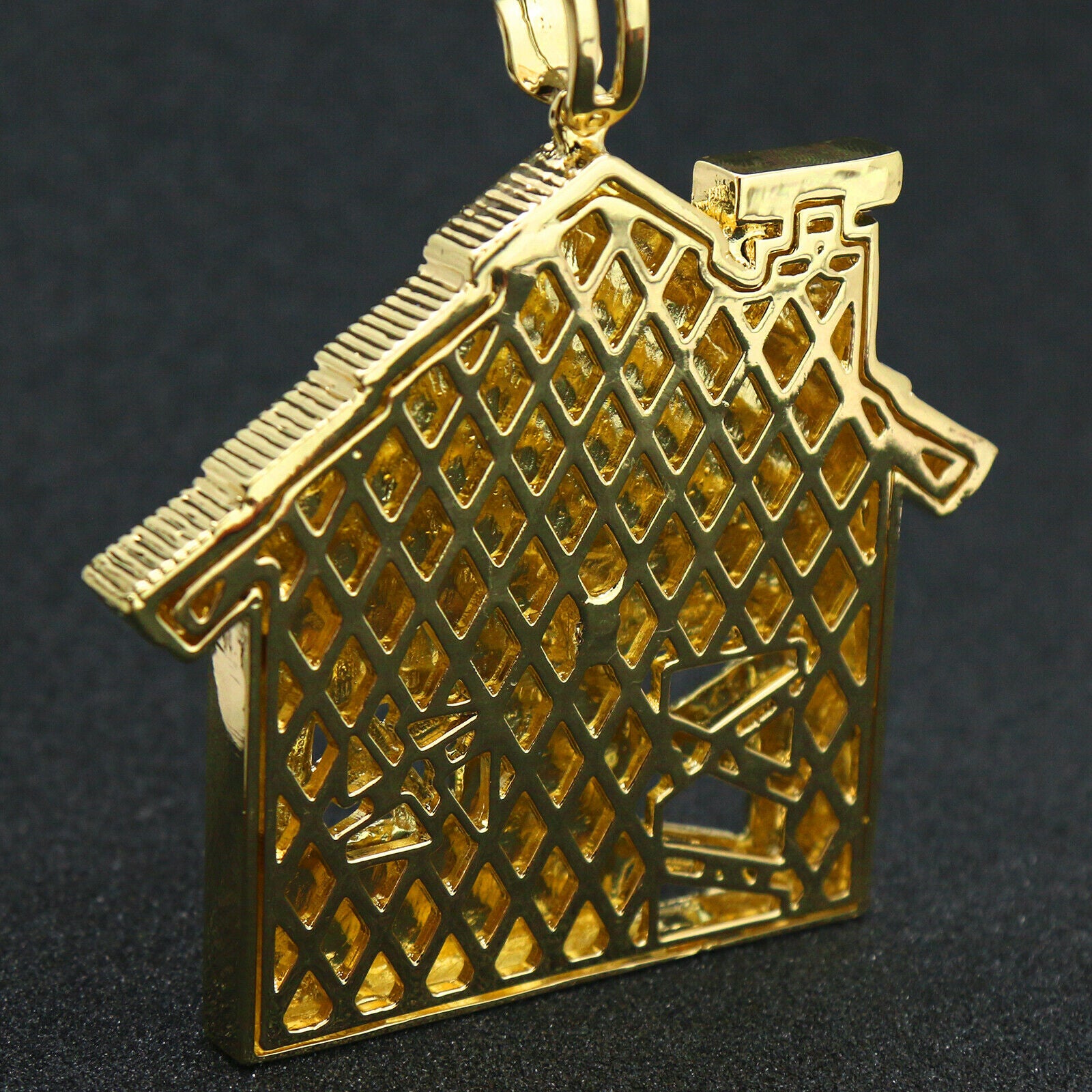 4PC Set – House Stardust Pendant with Gold CZ Cuban, Tennis & Rope Chains