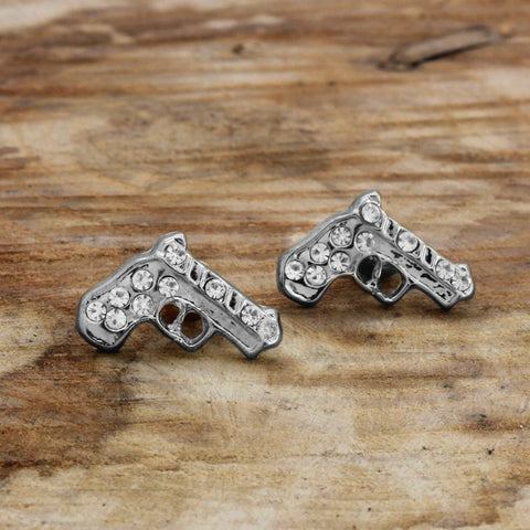 Cz Pistol SILVER FILLED EARRINGS