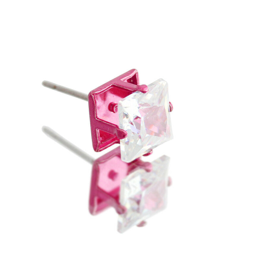 Pink Cz Square 12pcs