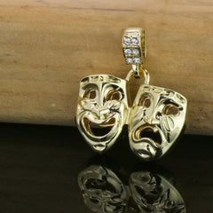 Gold Plated Smile Now, Cry Later 24" Rope Chain/Stainless Steel Huggie Hoop Cz Earrings 2pc Set