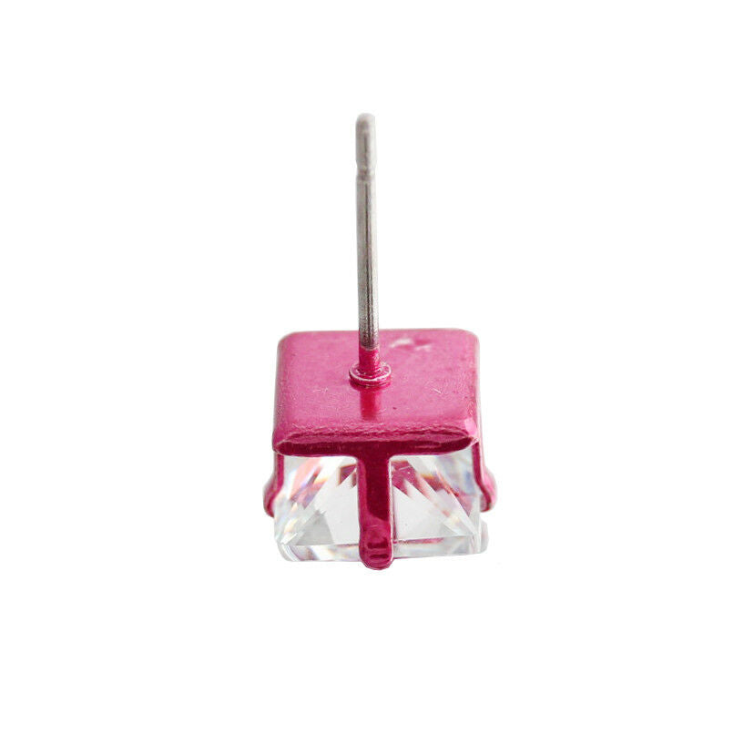 Pink Cz Square 12pcs