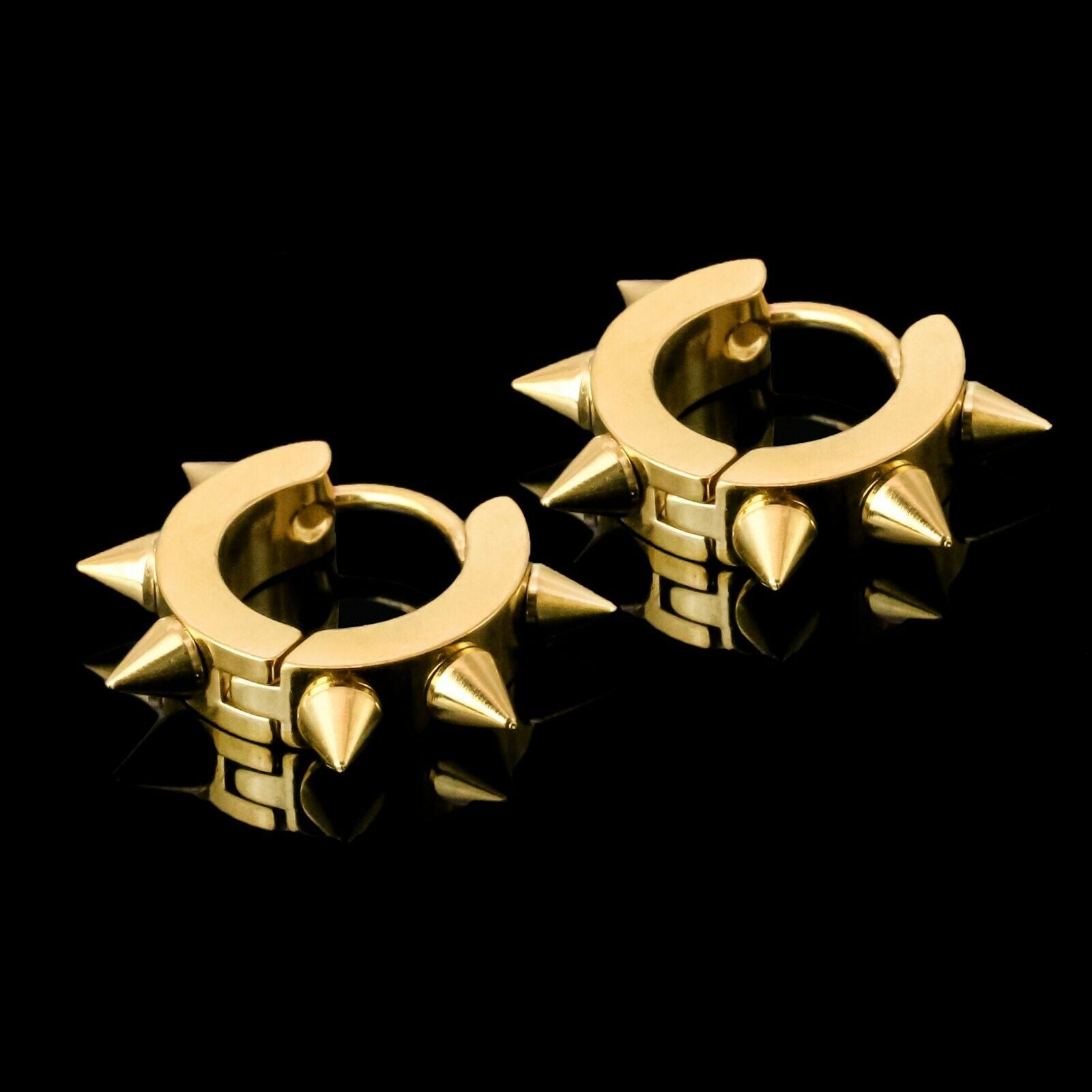 Small Spiked 18k Gold Stainless Steel Plain Earring
