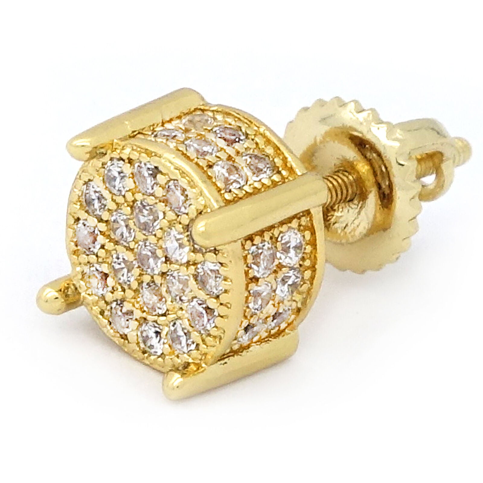 Screw Back Gold Tone Cz Micro Pave