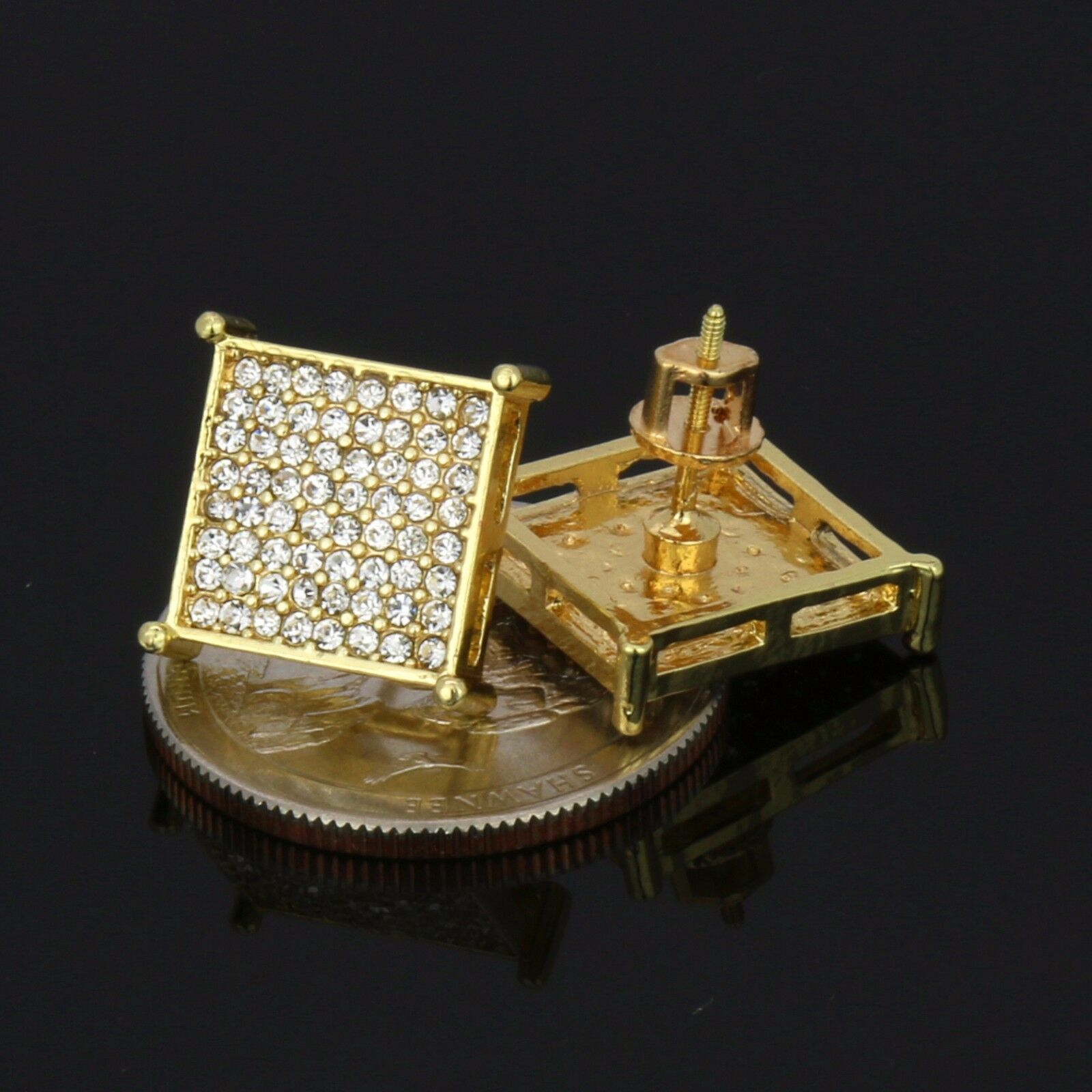 Screw Back Gold Cz Table Corner 8 Row
