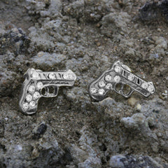 Cz Pistol SILVER FILLED EARRINGS