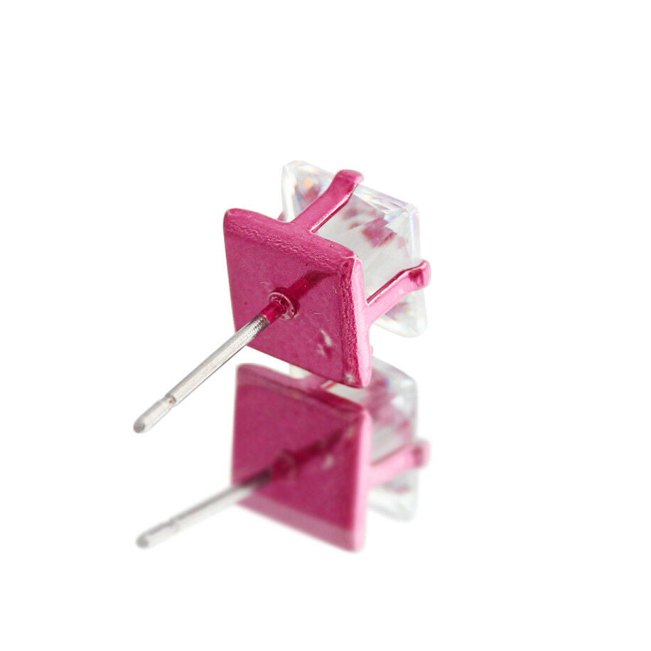 Pink Cz Square 12pcs