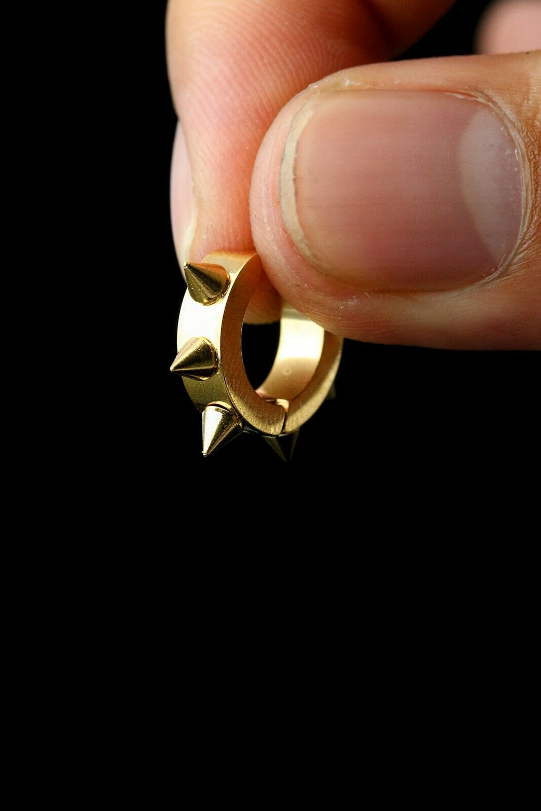 Small Spiked 18k Gold Stainless Steel Plain Earring