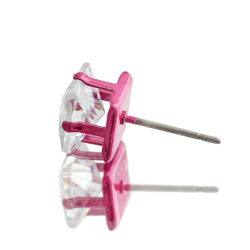 Pink Cz Square 12pcs