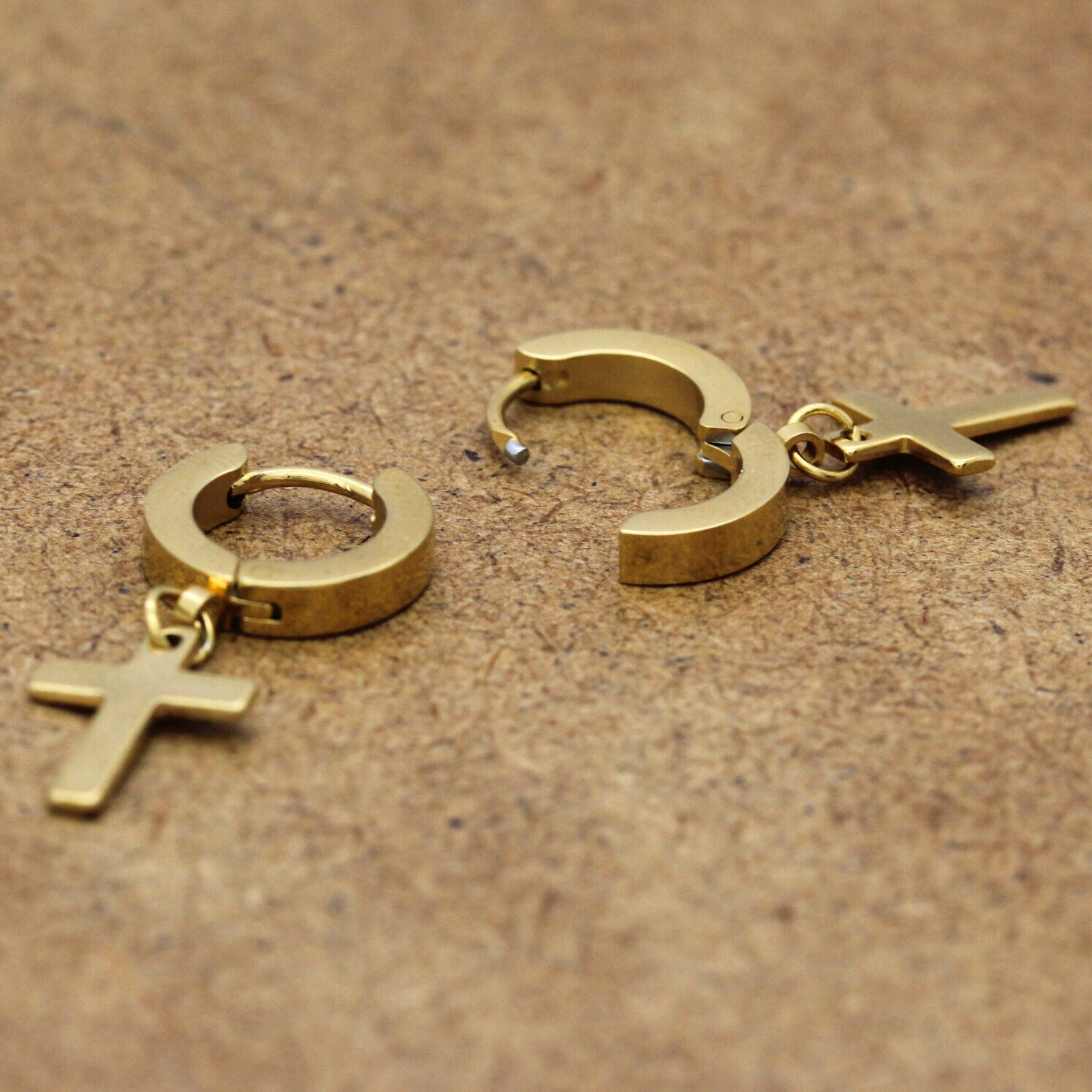 Gold Stainless Steel Plain Cross Dangle