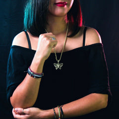 Gold Plated Butterfly Pendant 24" Rope Chain/Stainless Steel Huggie Hoop Cz Earrings 2pc Set