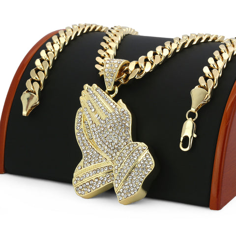 Gold Prayer Hand NECKLACE