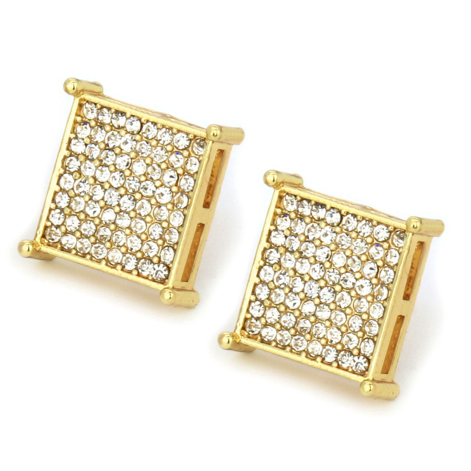 Screw Back Gold Cz Table Corner 8 Row