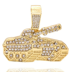 High Fashion Gold Plated AAA Spiky Chain Tennis Chains & Cz No Limit Tank Pendant
