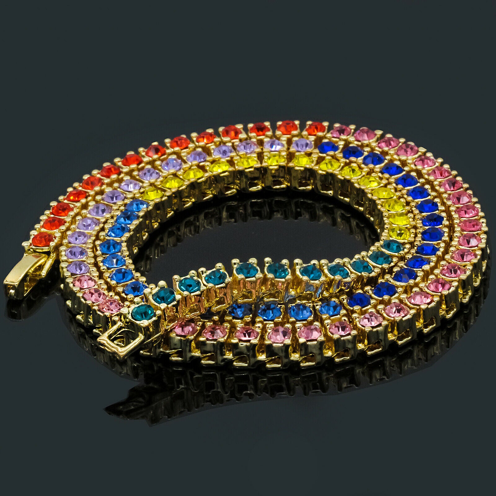 Alien Fcae 4 Pcs Set Cuban, Tennis & Rope Chain Bundle Gold PT