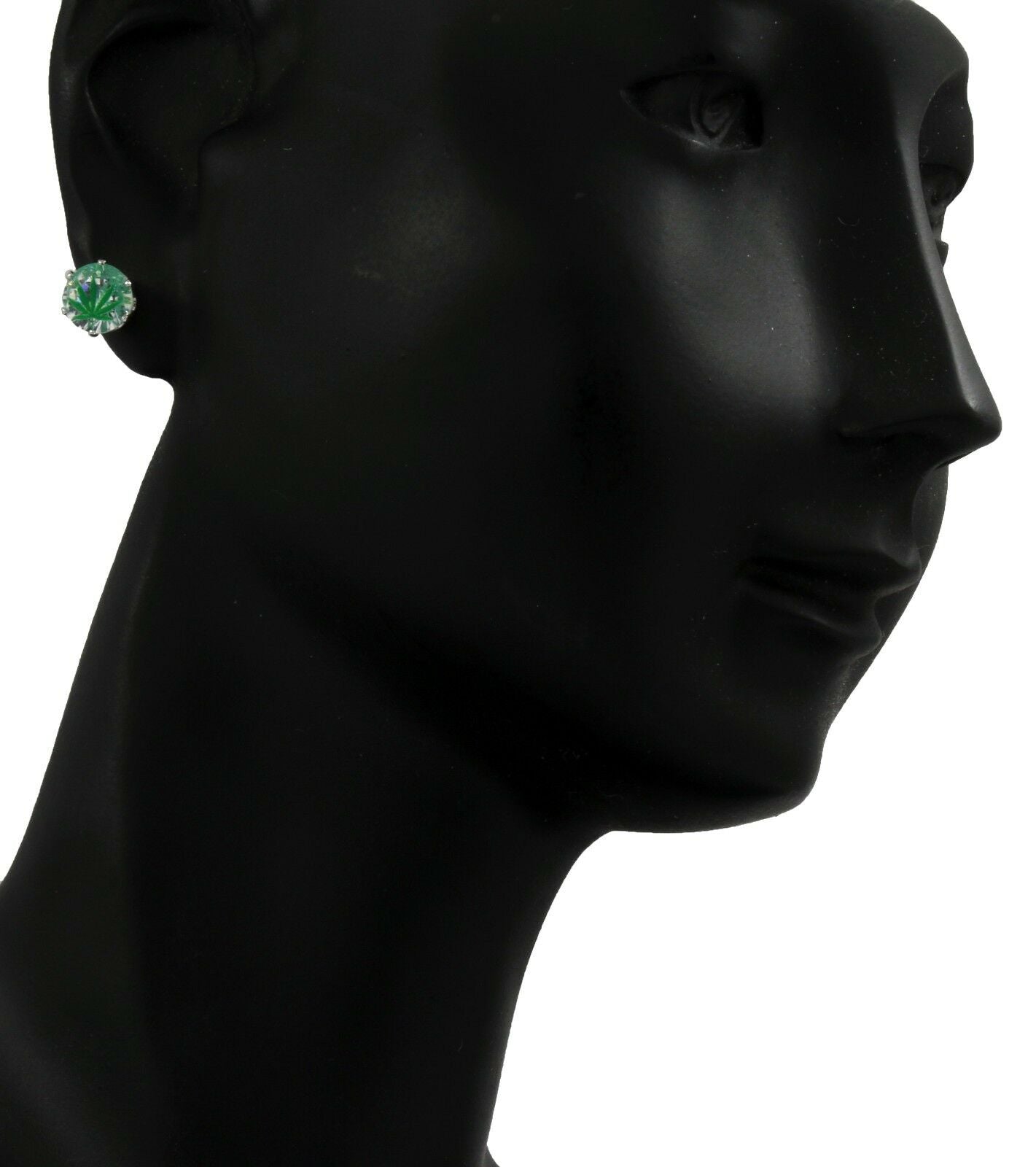 Silver Cz Green Marijuana Stamp