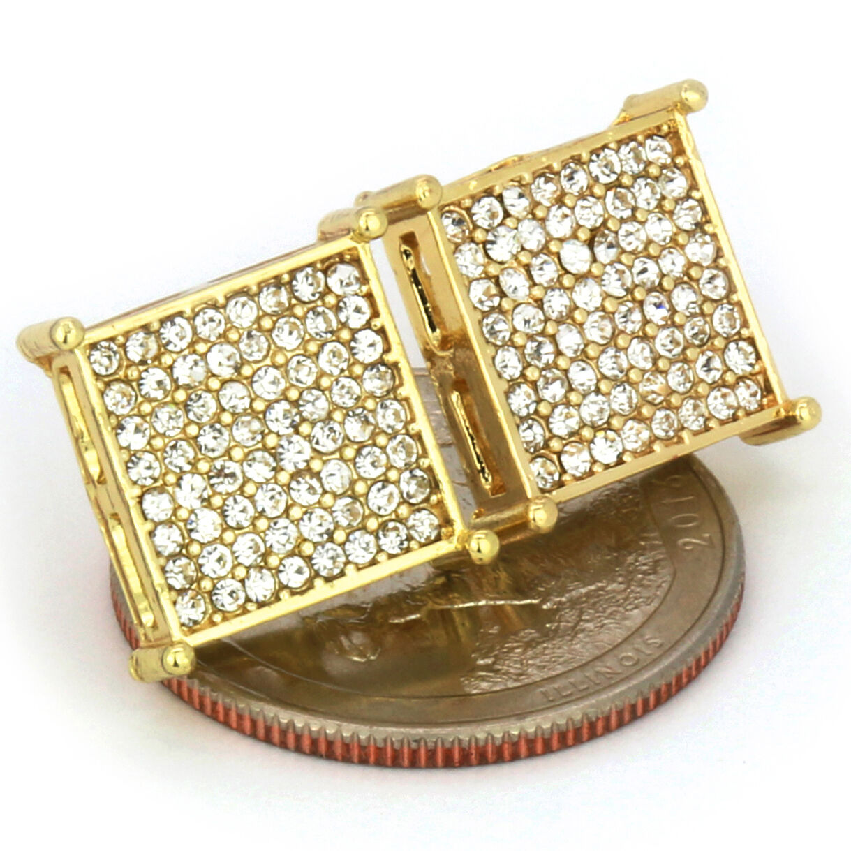 Screw Back Gold Cz Table Corner 8 Row