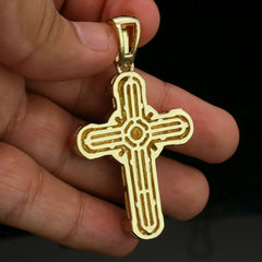 3pc Men's Gold Plated Cz Thick Staple X Cross w/ Cz Cuban & Thin Tennis Chain 22"/24