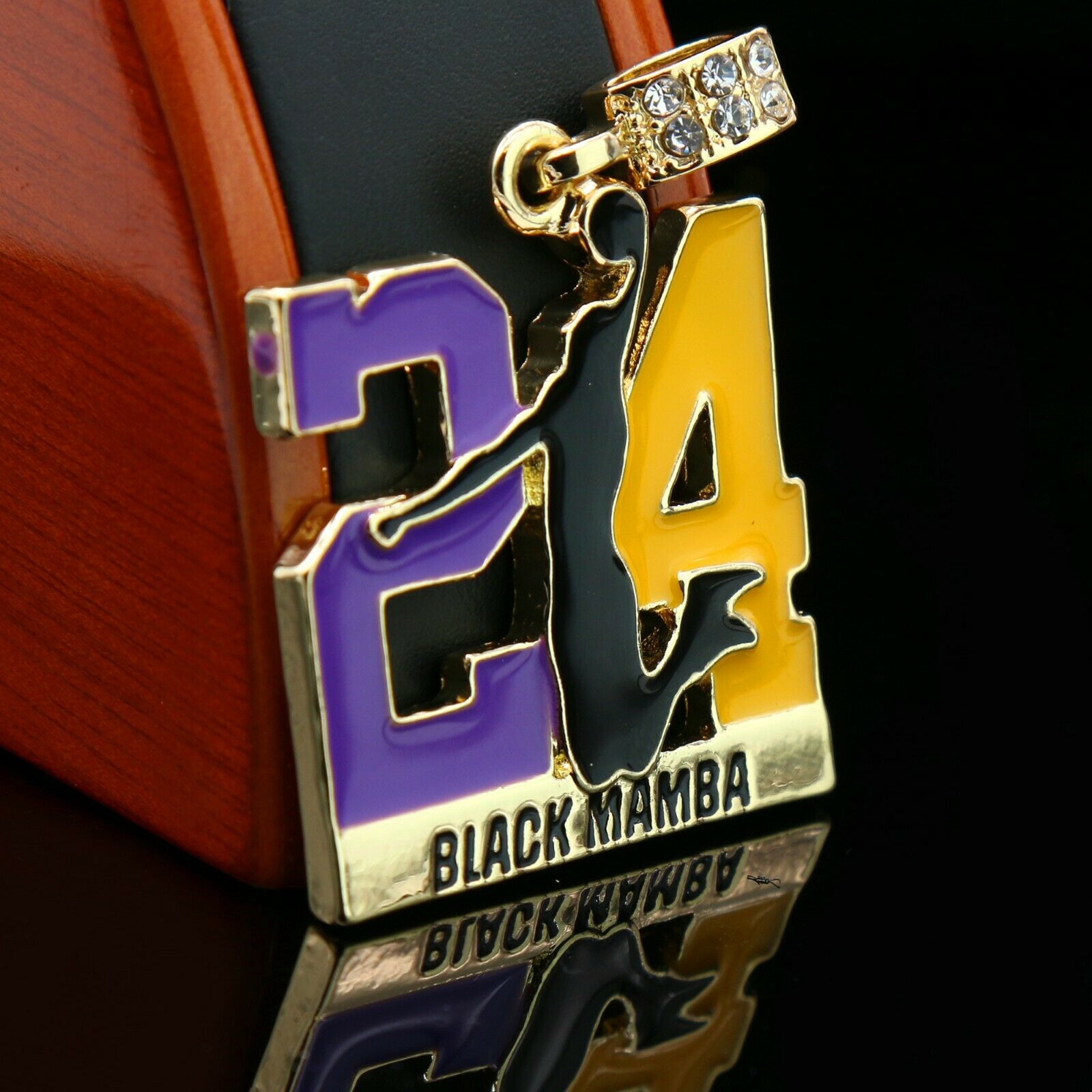 Gold / Purple #24 Jump CZ Man Basketball Pendant with Rope Chain