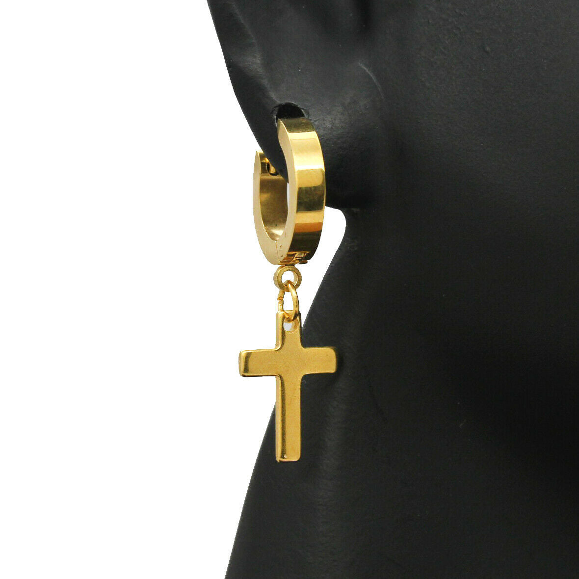 Gold Stainless Steel Plain Cross Dangle