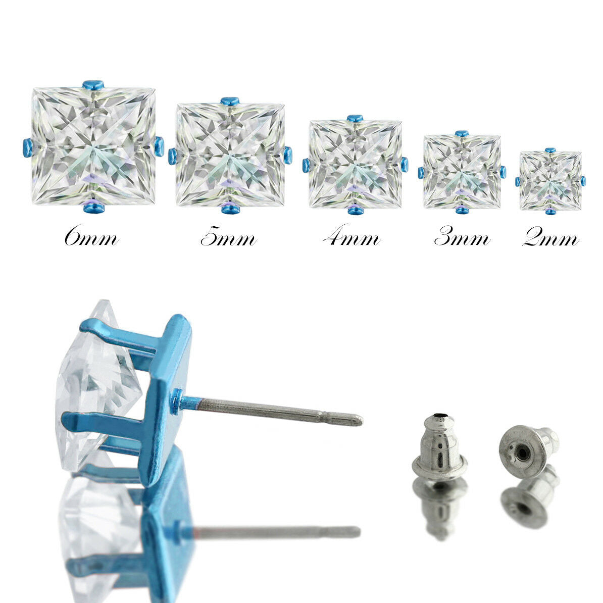 Blue Cz Square 12pcs