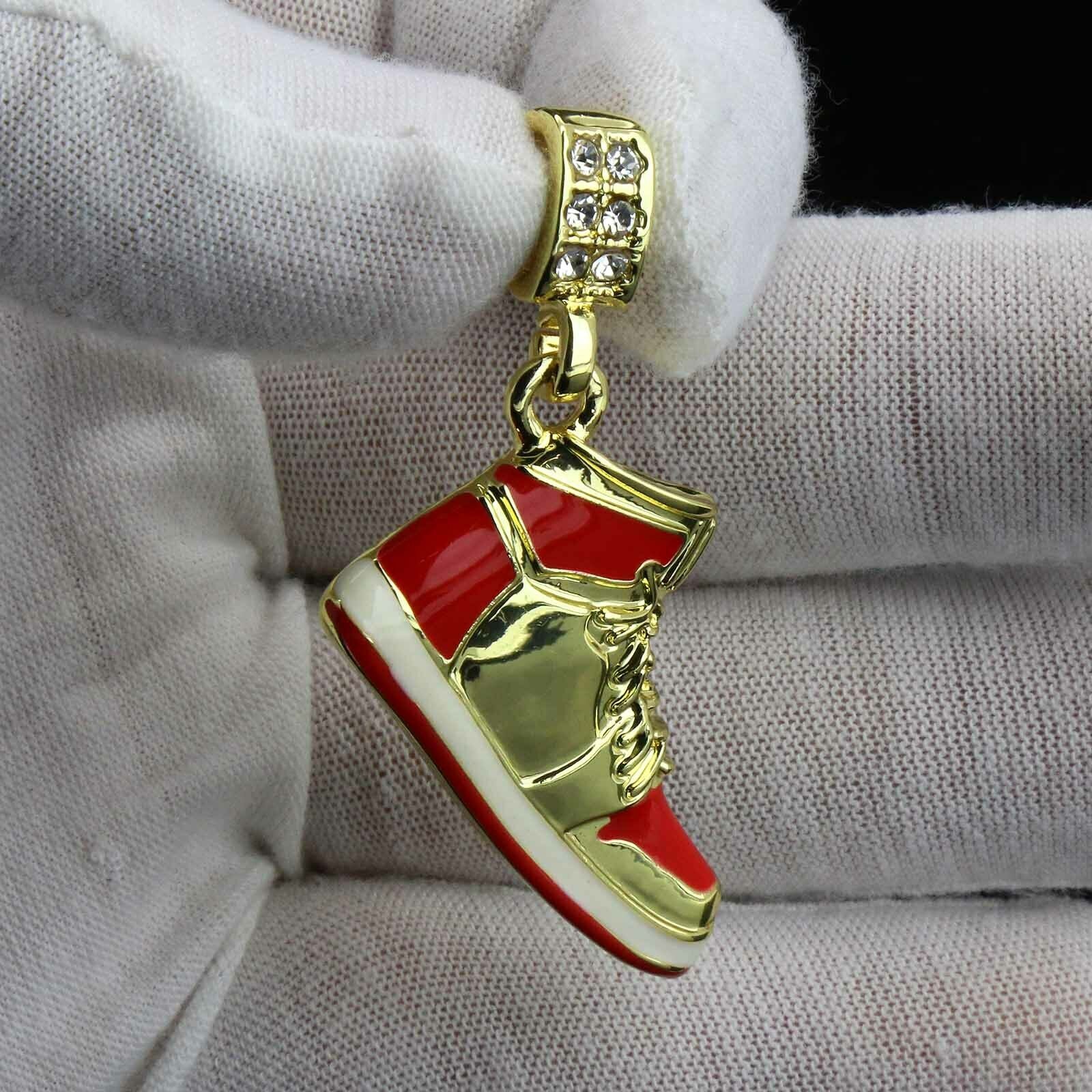 Red Retro Shoe 14k Gold Pendant 20" Inch 4mm Rope Choker Chain