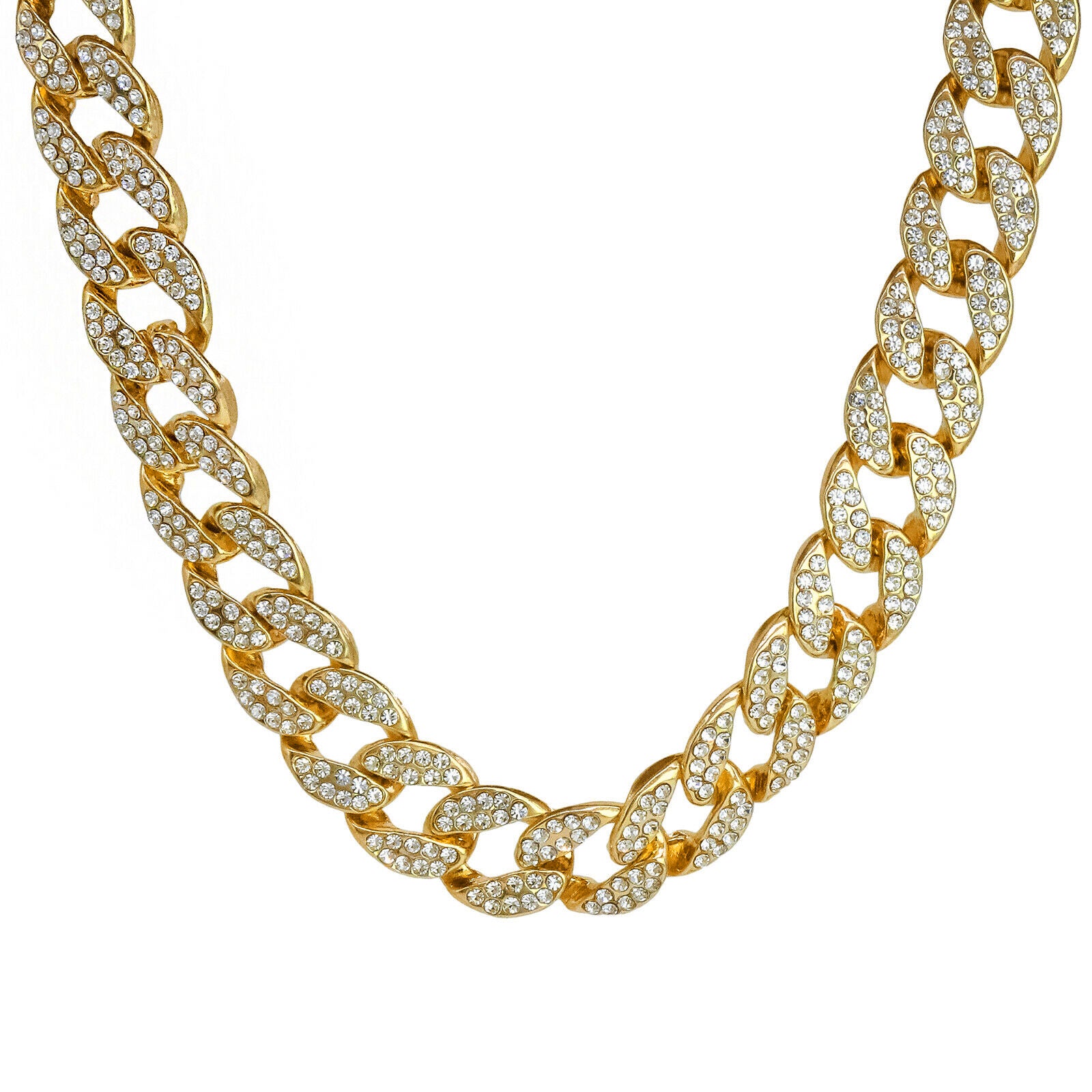 Two Cross 4 Pcs Set Clear Cz Cuban, Tennis & Rope Chain Bundle Gold PT