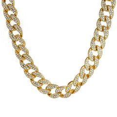 Broken Heart 4 Pcs Set Cuban, Tennis & Round Box Chain Bundle Gold PT