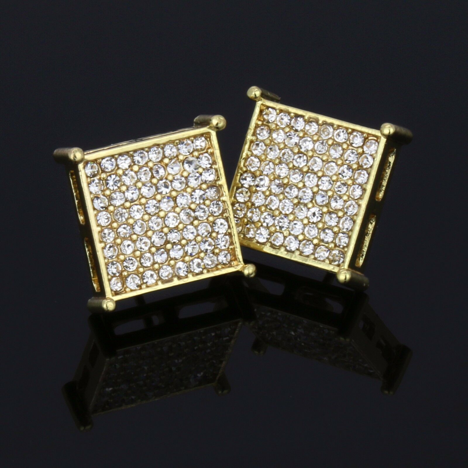 Screw Back Gold Cz Table Corner 8 Row