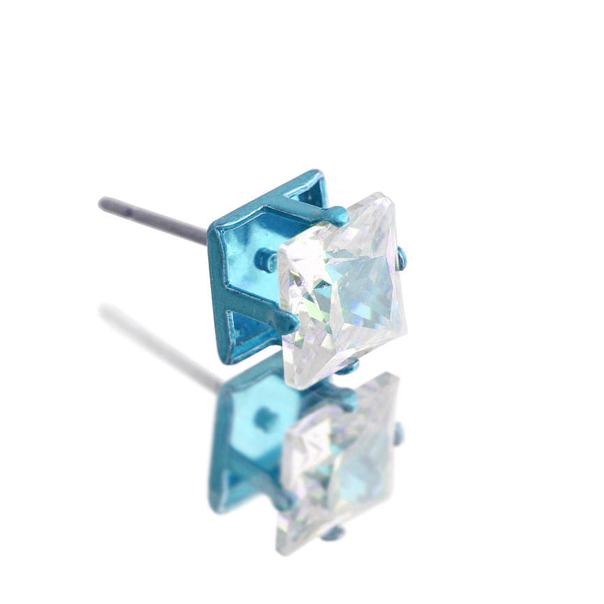 Blue Cz Square 12pcs