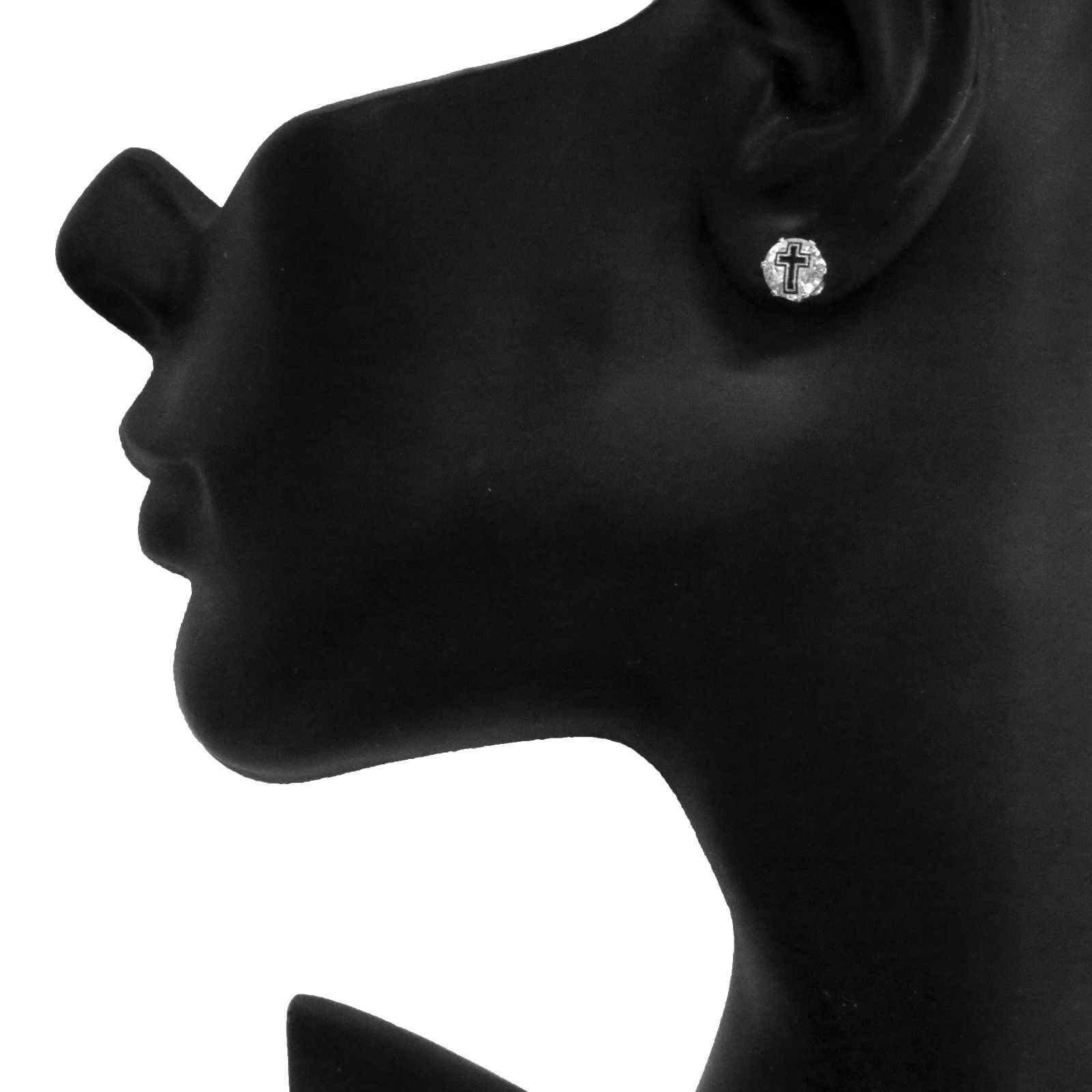 Silver Cz Black Cross Stamp