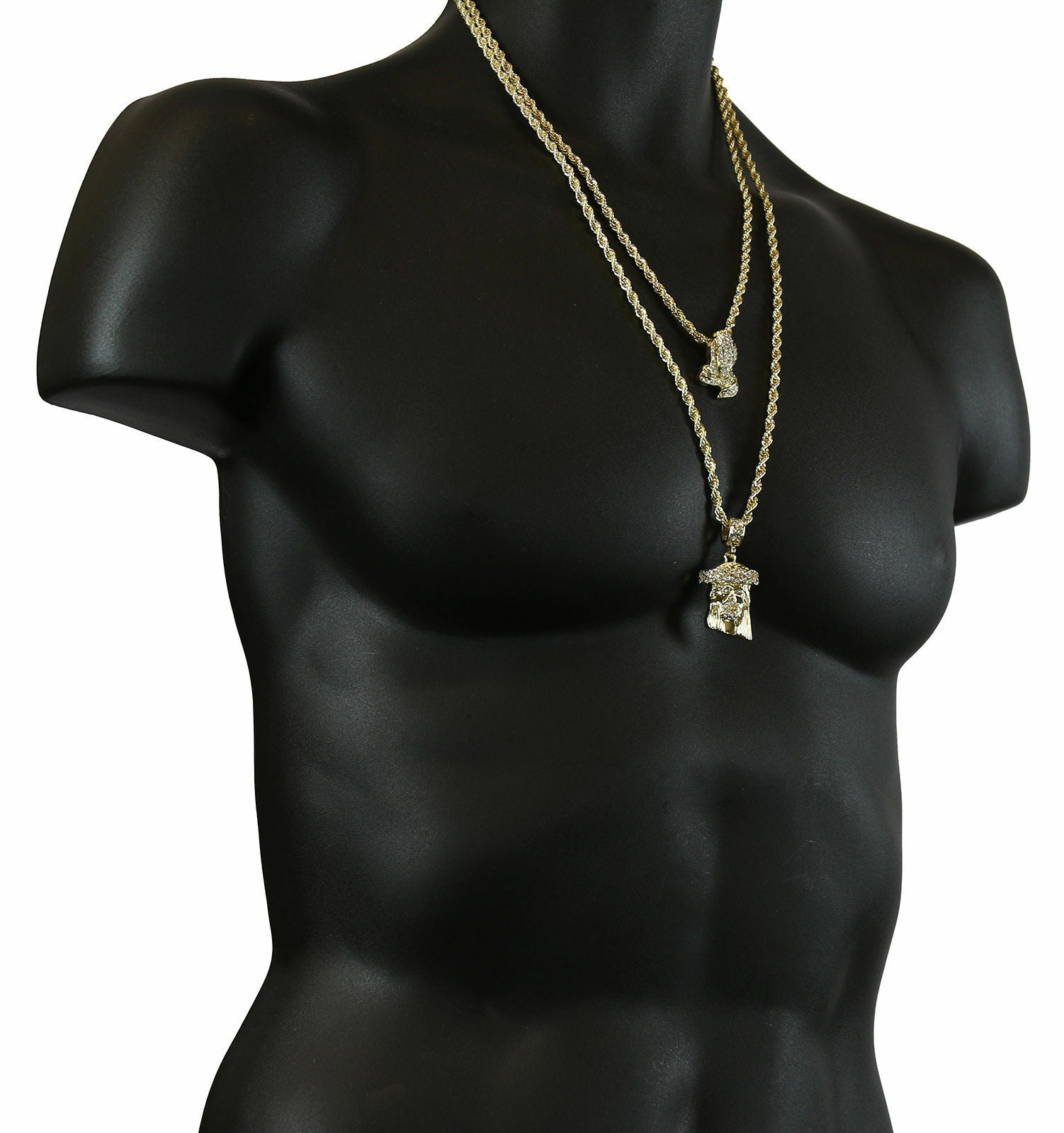 JESUS & PRAYER HAND PENDANT / FREE BOTTOM GRILLZ