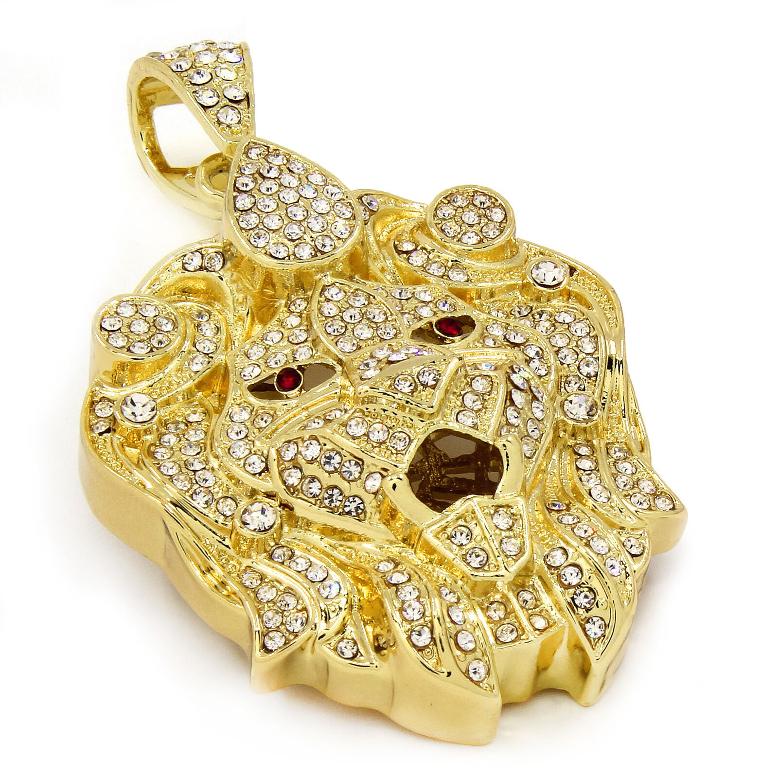 Gold Lion Pendant Necklace – 10mm Miami Cuban Link Chain (30")