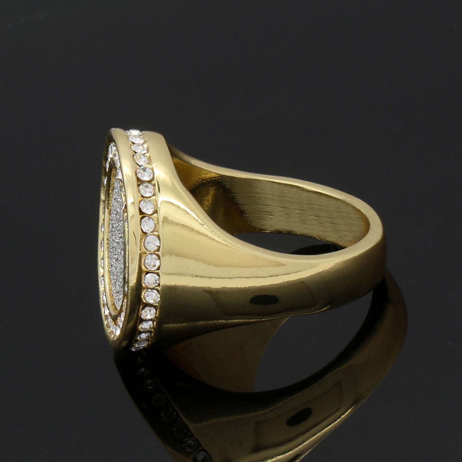 GOLD ROUND SILVER STARDUST CZ