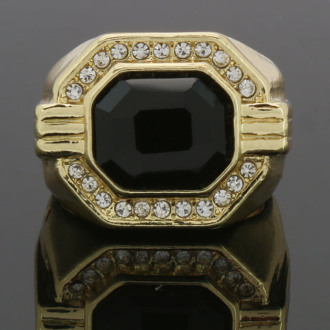 GOLD CZ BLACK RUBY