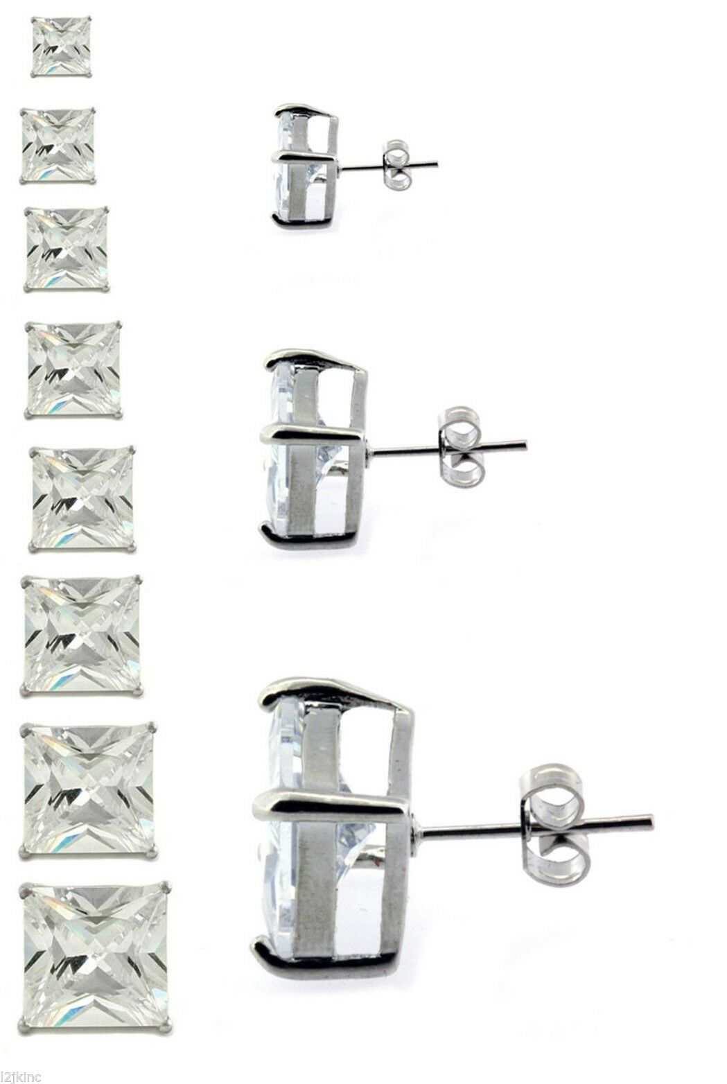 White Gold Cz Square Cubic 12 pcs