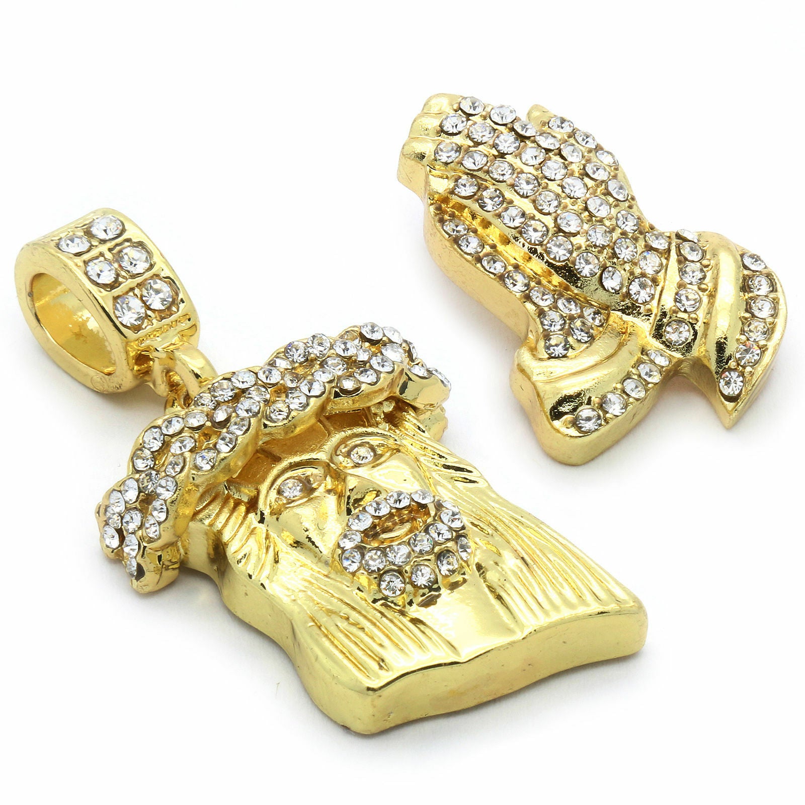 JESUS & PRAYER HAND PENDANT / FREE BOTTOM GRILLZ