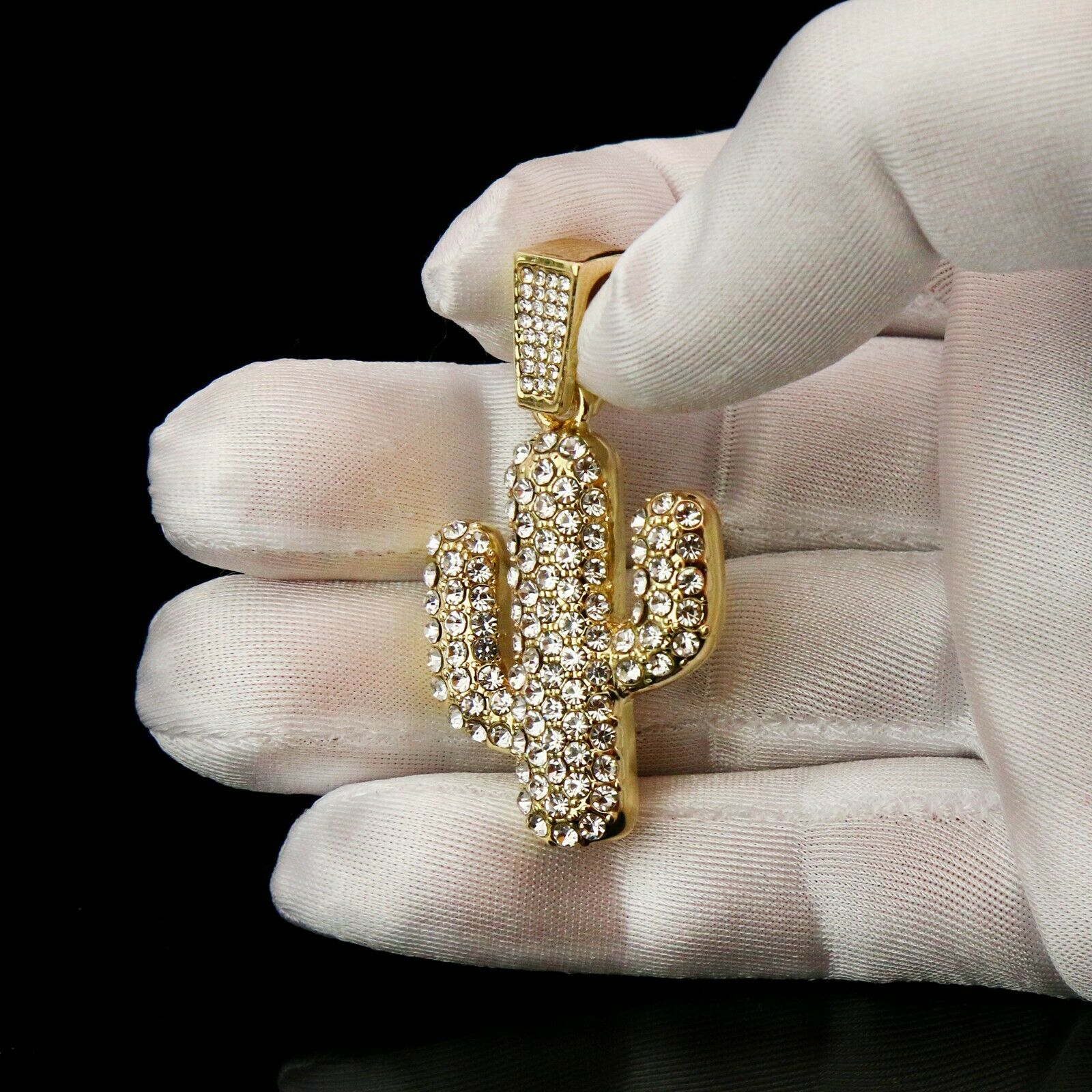 High Fashion Gold Plated AAA Spiky Tennis Chains & Cz Cactus Desert Jakh Pendant