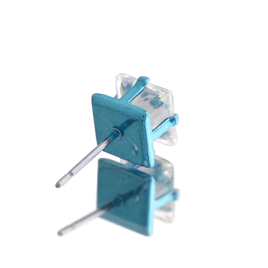 Blue Cz Square 12pcs