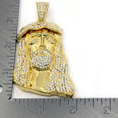 10mm Miami Cuban Link Chain with Gold Jesus Pendant – Iced Out Hip Hop Necklace