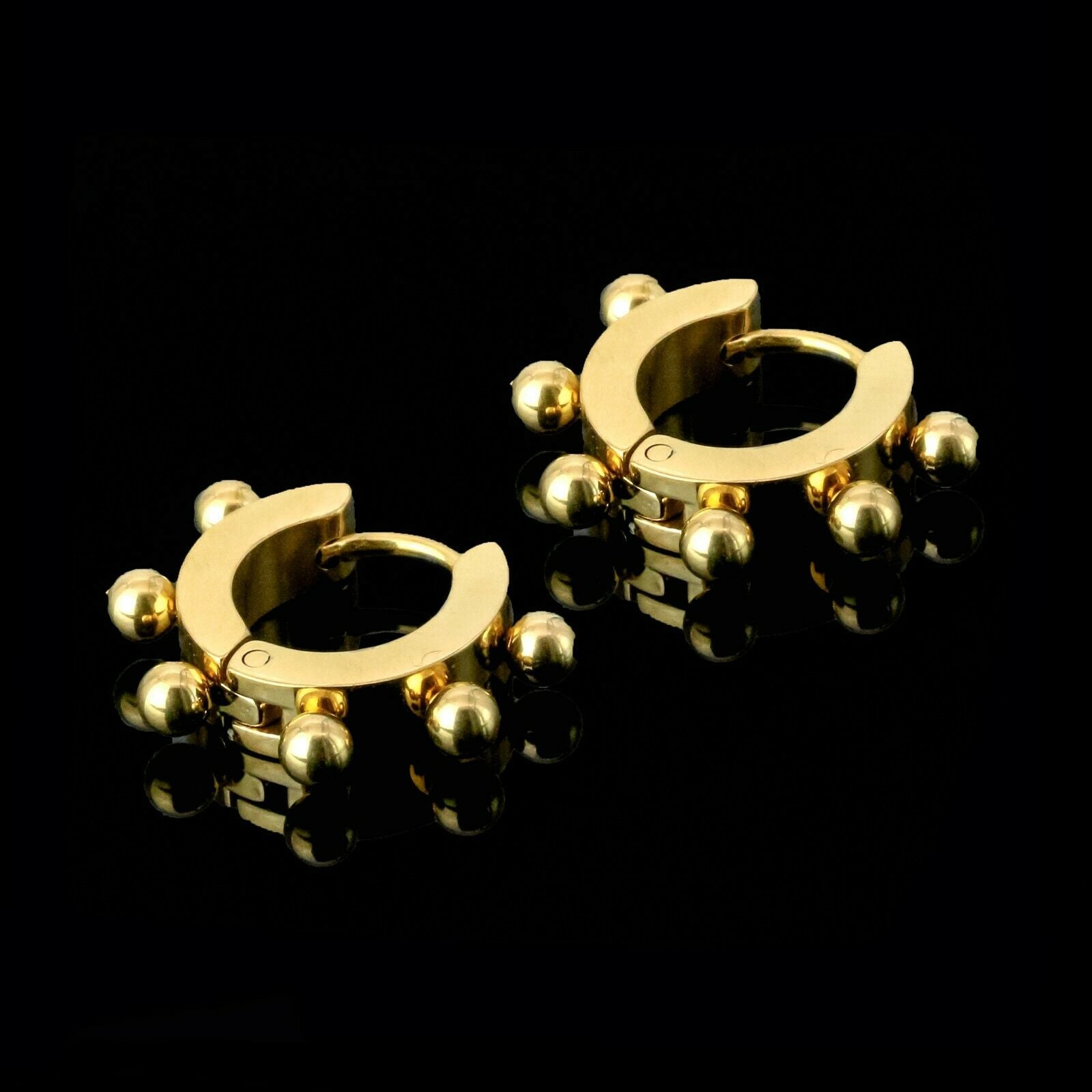 Small Beads 18k Gold Stainless Steel Plain Earring