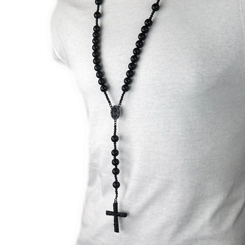 MATTE BLACK 15mm  GUADALUPE ROSARY