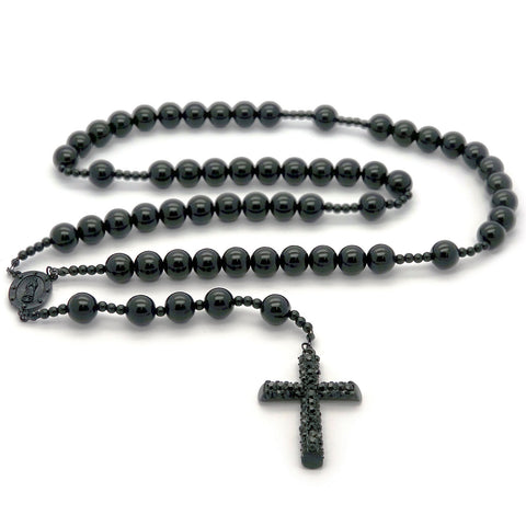 HEMATITE 15mm  GUADALUPE ROSARY