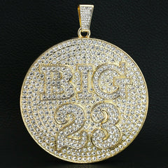 3PC XXL Big #23 Round Pendant & Iced Cuban Chain Set 18"/20" – Gold Hip Hop Bling