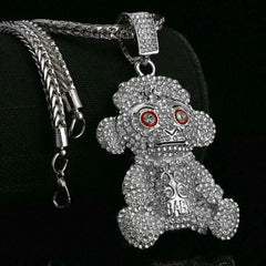 Baby 38 Iced out Pendant Silver Plated Franco Chain 4mm 24"
