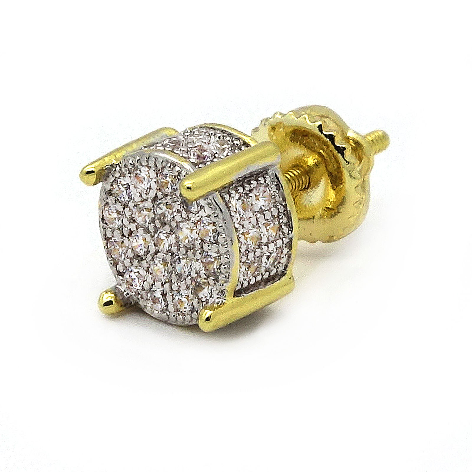 Screw Back Cz Two Tone Micro Pave