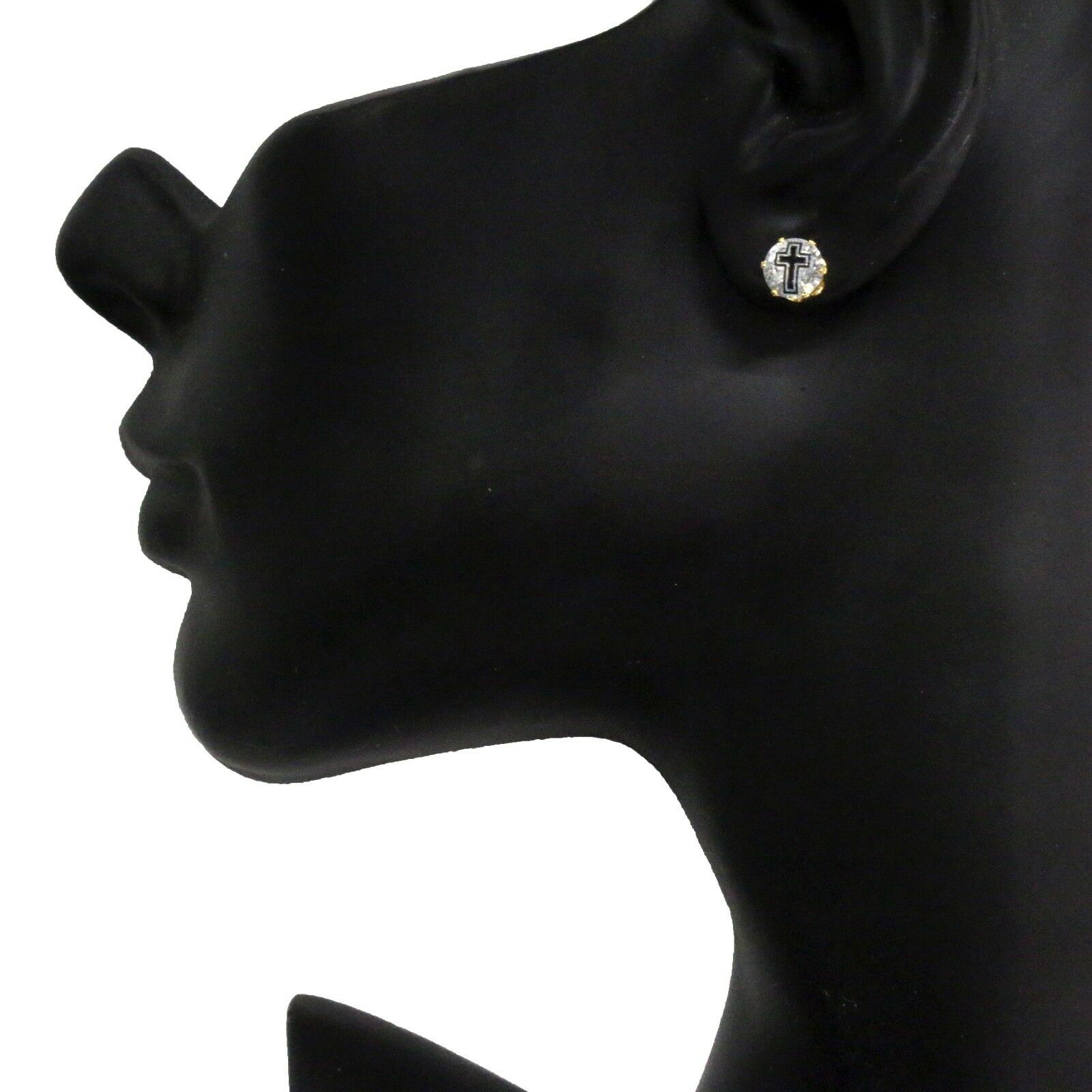 Gold Cz Black Cross Stamp