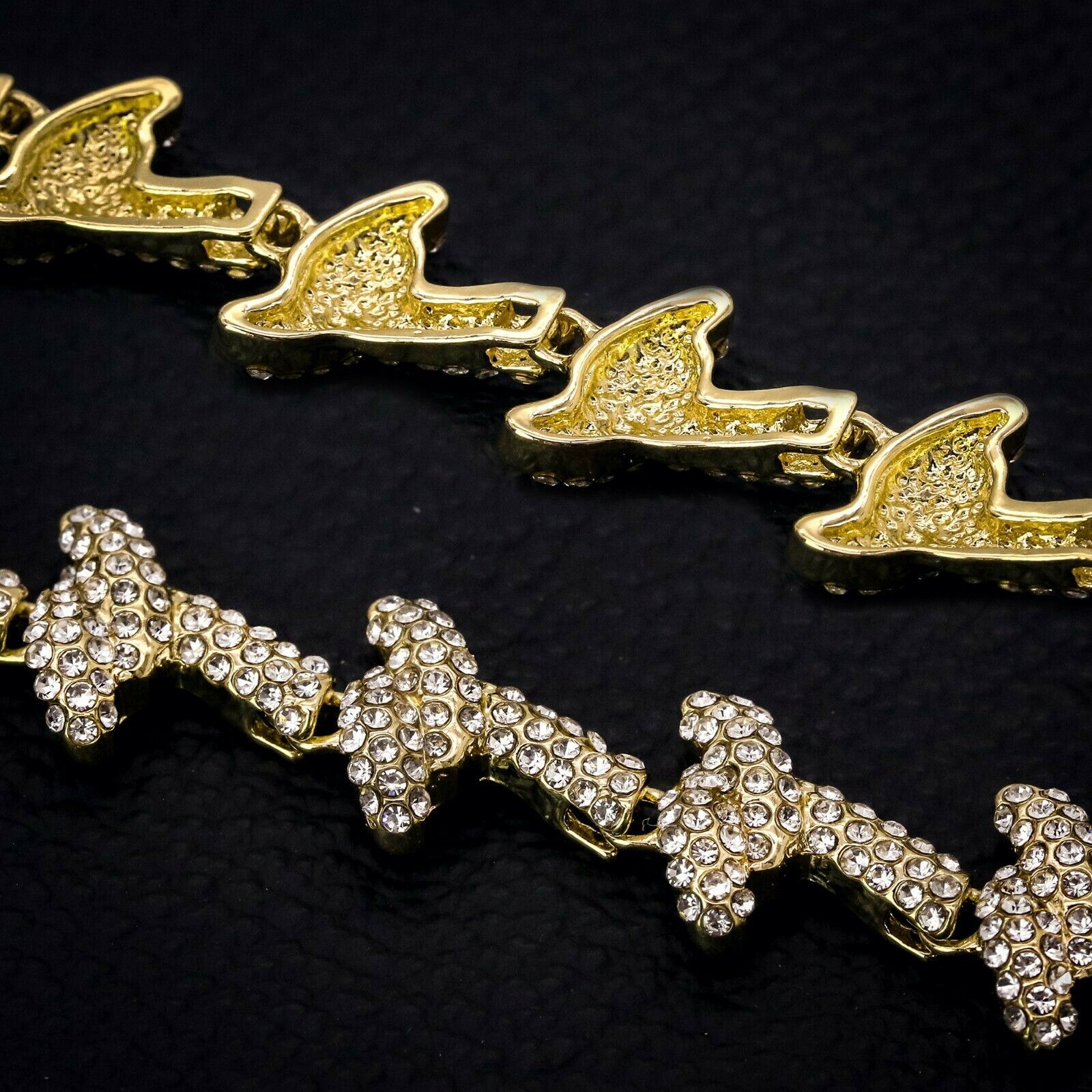 14k Chain 3pcs Bundle 18" Tennis Choker 20" Barbed Wire & 24" Miami Cuban Chain