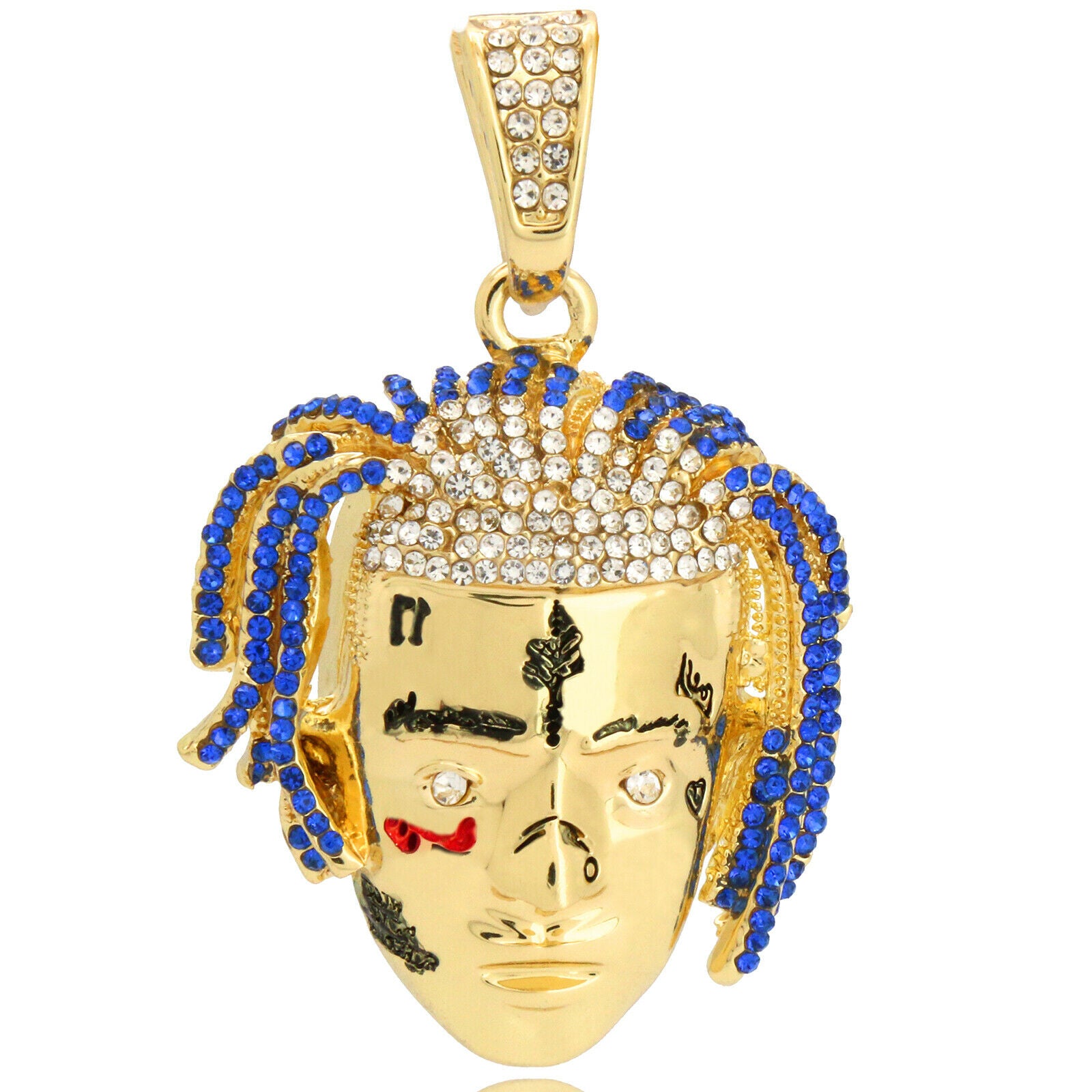 Gold Plated Face Exquisite Tentacion 24" Rope Chain/Stainless Steel Huggie Hoop Thin Earrings